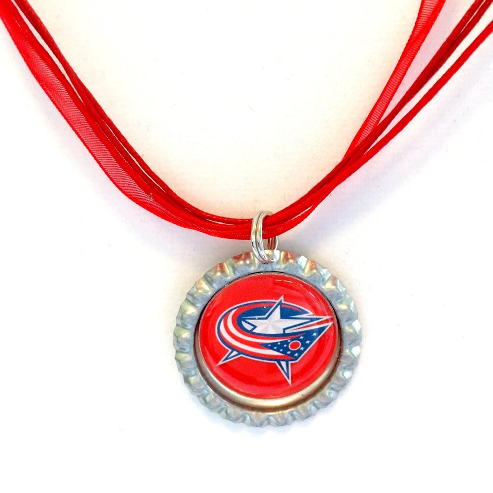 Columbus BLUE JACKETS Hockey Handmade Necklace *NEW*